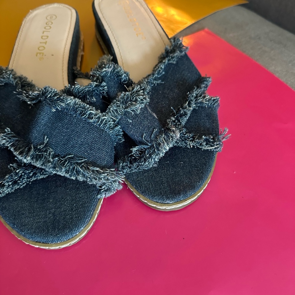 Gold Toe Blue Mules Comfortable Clogs